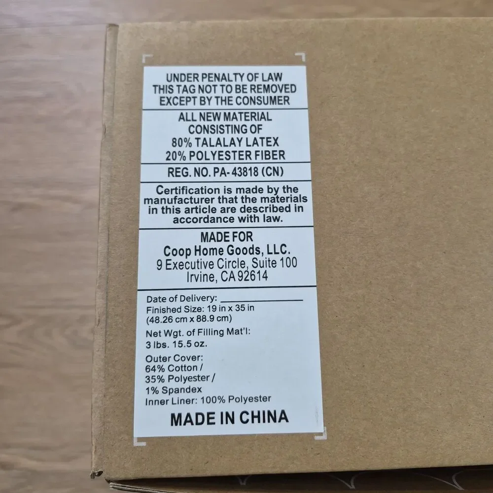 Coop Home Goods Adjustable Latex Pillow King Size Naturally Cooling Talalay NEW